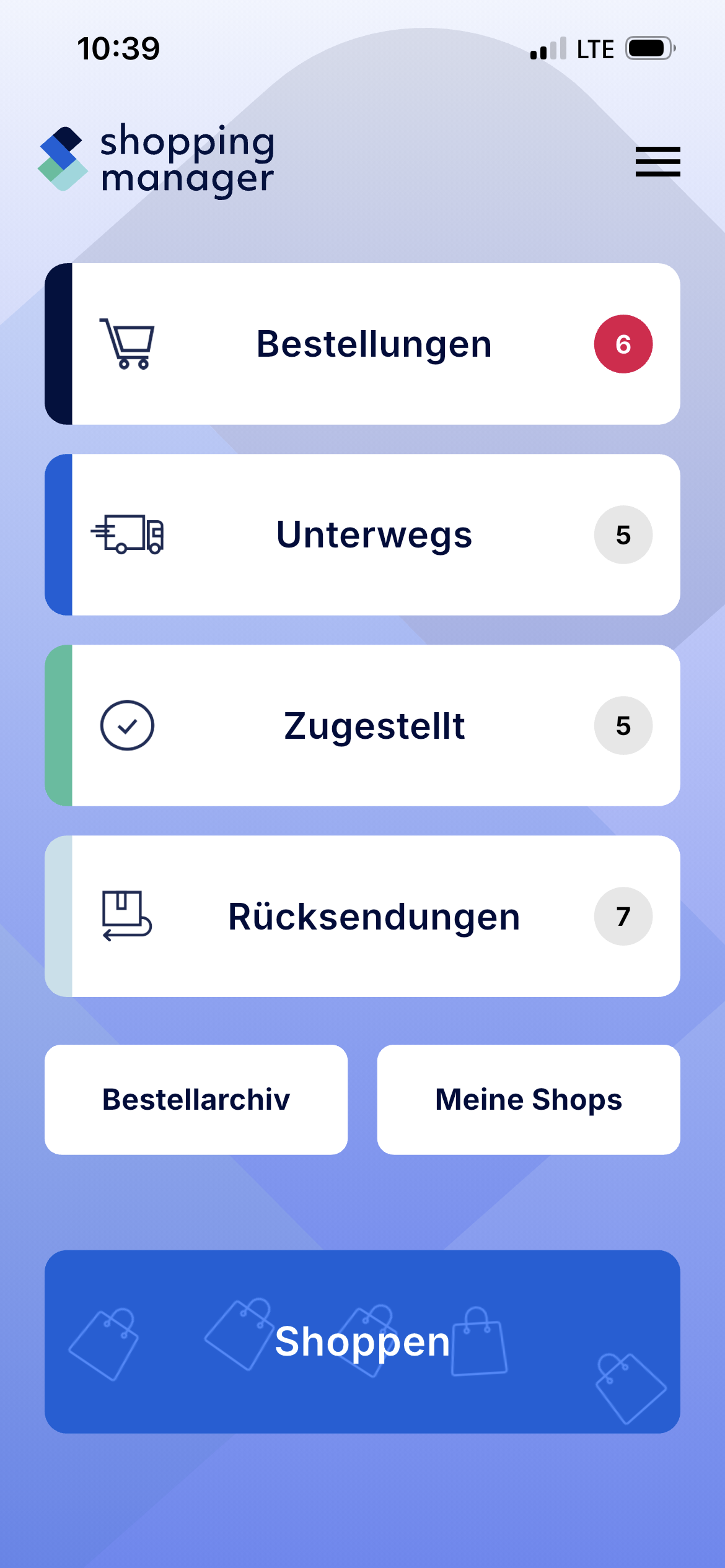 Startseite in der App